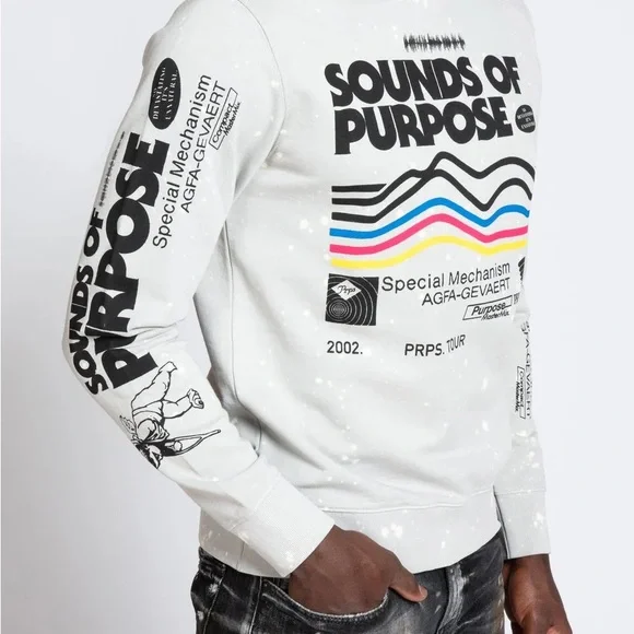 PRPS Sounds of Purpose Graphic Print Men's Sweater - White